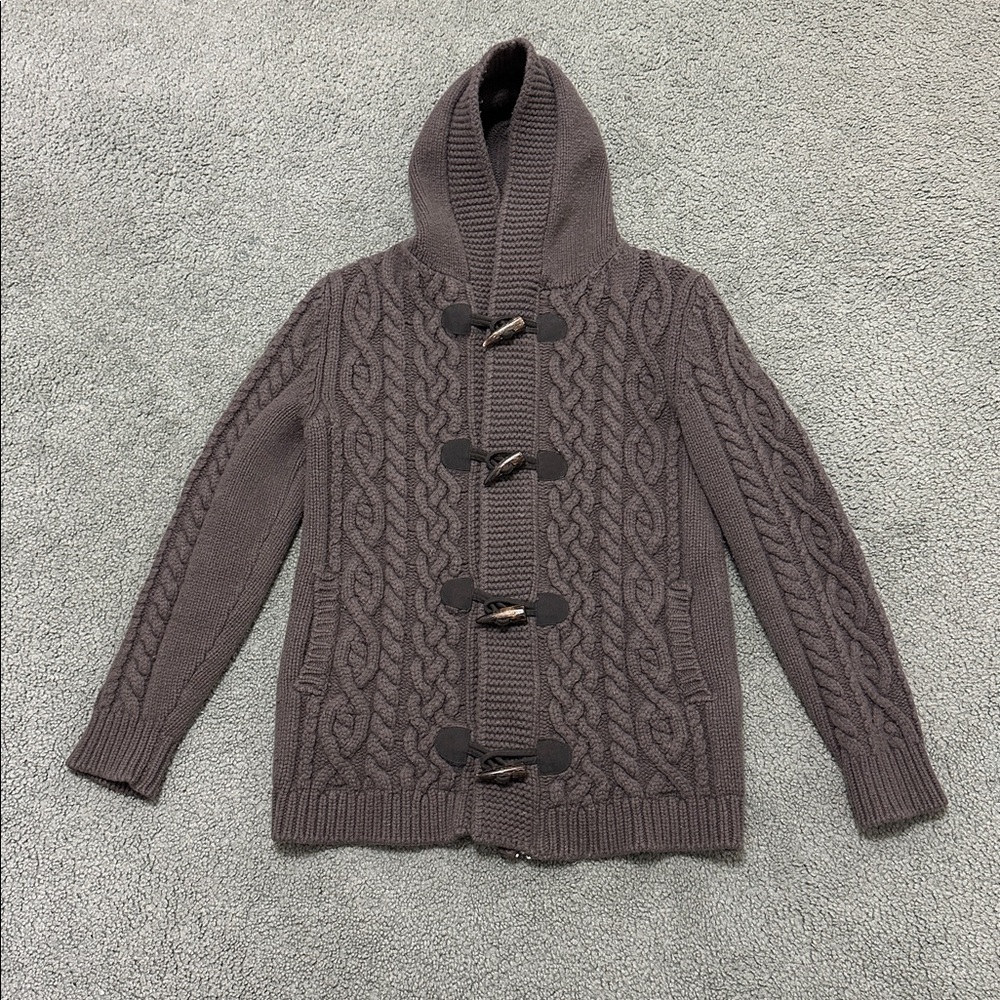 DRUMOHR Wool Cashmere Blend Hooded Cardigan Sweater Jacket Toggle Zip mens 52
